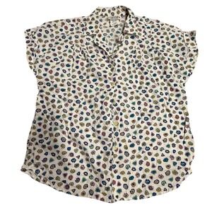 Act III Vintage Button Down‎ Shirt Short Sleeve Colorful Print Size 12